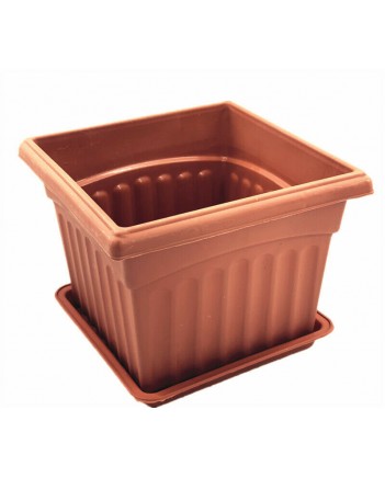 6/12pcs Plastic Terracotta Flower Pots With Trays Square Indoor and Outdoor