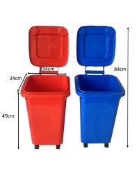 32L Wheels Mini Storage Bin Rubbish bin Trash Trolley Lid Dustbin Can