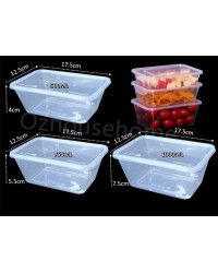 Plastic Takeaway Food container box & Lids 500ml 750ml 1000ml