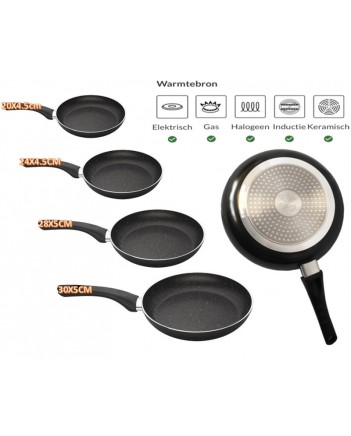 4 SIZE Ultra Durable Non-Stick Aluminum Fly Pan With Long Handle