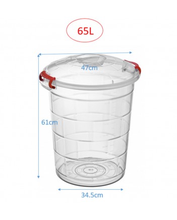 Transparency Plastic Bin Toy Food Storage/Measuring Line/ handle /Clip Lock Lids