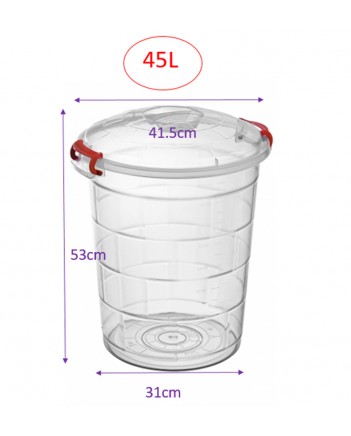 Transparency Plastic Bin Toy Food Storage/Measuring Line/ handle /Clip Lock Lids